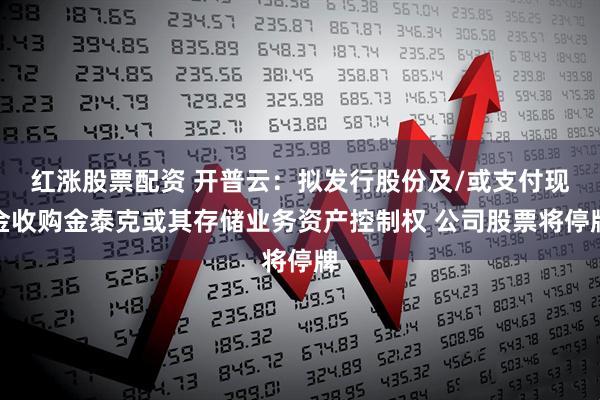 红涨股票配资 开普云：拟发行股份及/或支付现金收购金泰克或其存储业务资产控制权 公司股票将停牌